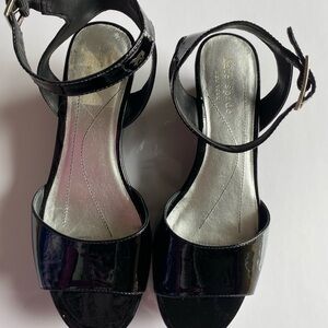 Kate Spade Black Patent Leather Ankle-Strap Heels Vintage.